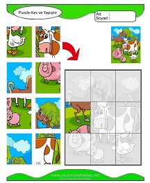 Puzzle Kes Yapıştır Çalışma Sayfaları